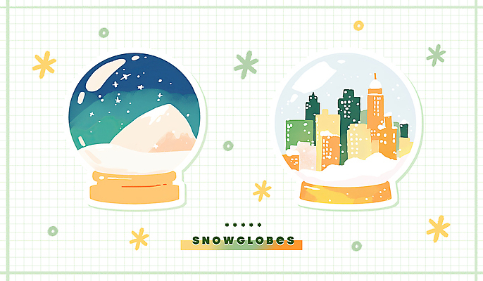 PSD 별 겨울 일러스트 사람없음 건물 장식 눈 도시 빙산 스노글로브 오로라 쌓인눈 눈내림 국내일러스트 자연요소 건축물 계절 자연현상 날씨 눈_날씨 파일형식