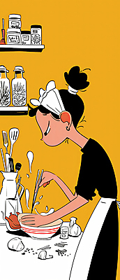 JPG 그릇 여자 음식 일러스트 젓가락 주방용품 선반 요리 한명 들기 성인 노란색 주방 앞치마 조리대 양념통 음식준비 젓가락질 성인여자한명만 모디슈머 국내일러스트 AI일러스트 AI콘텐츠 1 식기 컬러 가구 생활용품 모션 수저 통 사람 손짓 양념 준비 여자한명만 성인여자만 파일형식