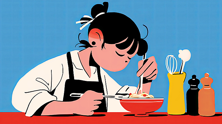 JPG 그릇 여자 음식 포크 일러스트 주방용품 요리 한명 들기 성인 빨간색 파란색 앞치마 면류 조리대 양념통 음식준비 성인여자한명만 모디슈머 국내일러스트 AI일러스트 AI콘텐츠 1 식기 컬러 생활용품 모션 통 사람 양념 준비 여자한명만 성인여자만 파일형식