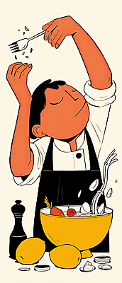 JPG 그릇 식기 남자 음식 포크 일러스트 주방용품 요리 한명 들기 성인 주방 앞치마 면류 레몬 조리대 양념통 베이지색 성인남자한명만 모디슈머 국내일러스트 AI일러스트 AI콘텐츠 1 컬러 생활용품 과일 모션 통 사람 양념 남자한명만 성인남자만 파일형식