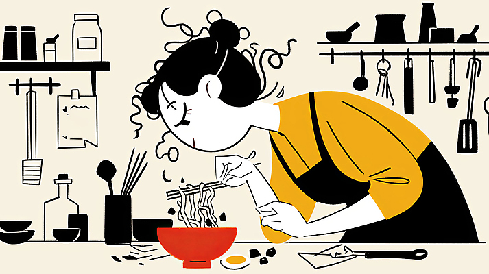 JPG 그릇 여자 음식 일러스트 젓가락 주방용품 선반 요리 한명 들기 성인 노란색 앞치마 면류 조리대 베이지색 음식준비 성인여자한명만 모디슈머 국내일러스트 AI일러스트 AI콘텐츠 1 식기 컬러 가구 생활용품 모션 수저 사람 준비 여자한명만 성인여자만 파일형식