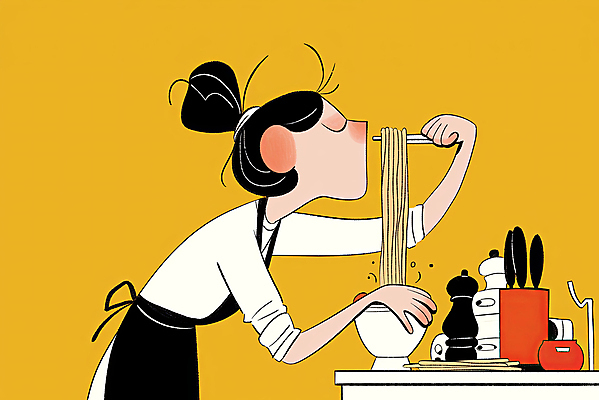 JPG 그릇 여자 음식 일러스트 젓가락 주방용품 요리 한명 들기 성인 노란색 주방 앞치마 면류 조리대 젓가락질 성인여자한명만 모디슈머 국내일러스트 AI일러스트 AI콘텐츠 1 식기 컬러 생활용품 모션 수저 사람 손짓 여자한명만 성인여자만 파일형식