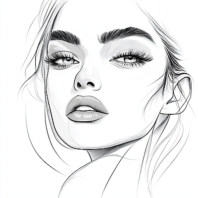 JPG 여자 얼굴 일러스트 흑백 한명 성인 뷰티 스케치 드로잉 초상화 성인여자한명만 국내일러스트 AI일러스트 AI콘텐츠 1 촬영기법 미술 사람 신체부위 그림 여자한명만 성인여자만 파일형식