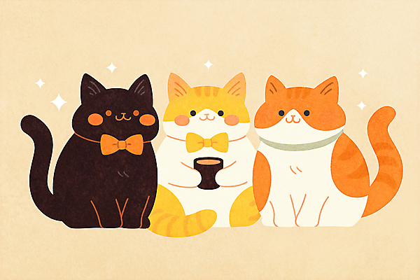 JPG 일러스트 세마리 들기 사람없음 귀여움 고양이 머그컵 국내일러스트 AI일러스트 AI콘텐츠 컨셉 포유류 모션 3 컵 반려동물 파일형식