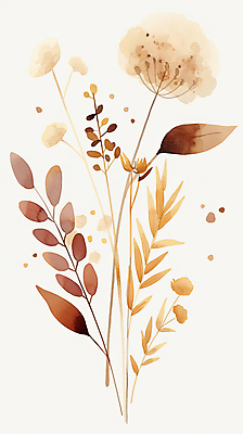 JPG 꽃다발 잎 일러스트 수채화 사람없음 갈색 드라이플라워 국내일러스트 AI일러스트 AI콘텐츠 식물 꽃 컬러 파일형식