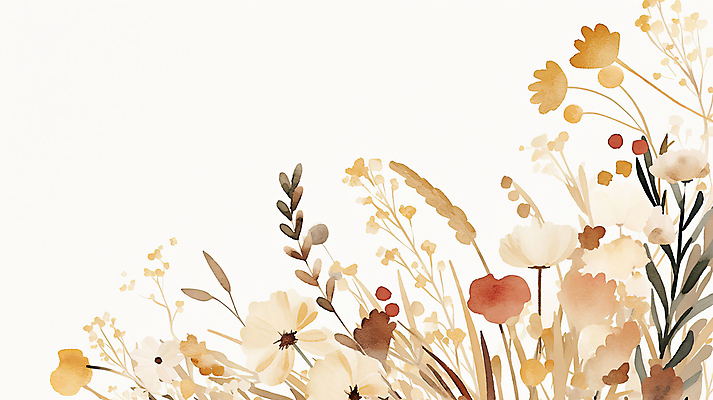 JPG 꽃다발 잎 일러스트 수채화 사람없음 갈색 드라이플라워 국내일러스트 AI일러스트 AI콘텐츠 식물 꽃 컬러 파일형식