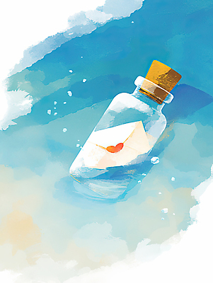 JPG 일러스트 유리병 수채화 사람없음 파란색 반사 거품 마개 수면 떠있는 편지 코르크 국내일러스트 AI일러스트 AI콘텐츠 컬러 모션 병_용기 물 뚜껑 파일형식