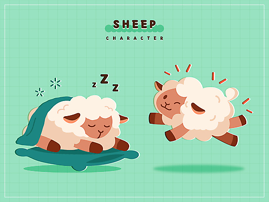 동물 쿠션 스티커 일러스트 윙크 사람없음 초록색 귀여움 점프 잠 양 담요 양캐릭터 일러캐릭터 AI파일 캐릭터 컬러 동물캐릭터 컨셉 포유류 모션 표정 파일형식 벡터