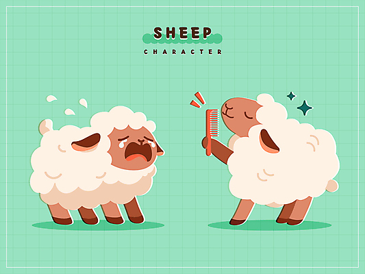 동물 스티커 일러스트 들기 사람없음 초록색 반짝임 귀여움 머리빗 양 울음 눈물 땀 양캐릭터 일러캐릭터 AI파일 캐릭터 감정 컬러 동물캐릭터 컨셉 포유류 모션 표정 미용용품 파일형식 벡터