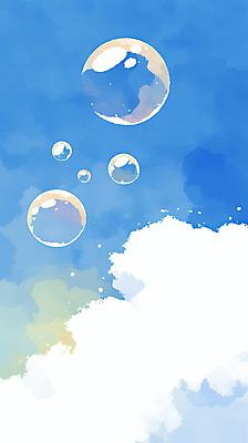 JPG 구름 일러스트 하늘 수채화 사람없음 파란색 비눗방울 국내일러스트 AI일러스트 AI콘텐츠 자연요소 컬러 파일형식