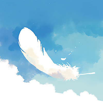 JPG 구름 일러스트 하늘 수채화 사람없음 파란색 떠있는 깃털 국내일러스트 AI일러스트 AI콘텐츠 자연요소 컬러 모션 파일형식
