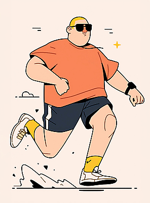 JPG 전신 남자 스포츠 운동화 다이어트 일러스트 한명 성인 운동복 선글라스 달리기 운동 건강관리 주황색 비만 성인남자한명만 국내일러스트 AI일러스트 AI콘텐츠 1 옷 안경 컬러 신발 모션 건강 관리 사람 몸매 남자한명만 성인남자만 파일형식