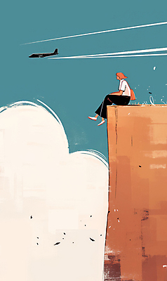 JPG 구름 응시 여자 여행 하늘색 일러스트 하늘 바람 비행기 한명 앉기 성인 절벽 비행 성인여자한명만 국내일러스트 AI일러스트 AI콘텐츠 자연요소 1 시선 항공교통 모션 날씨 대중교통 사람 파란색 여자한명만 성인여자만 파일형식