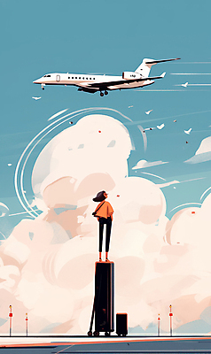 JPG 구름 남자 여행 하늘색 일러스트 하늘 비행기 한명 서기 성인 캐리어 기둥 성인남자한명만 국내일러스트 AI일러스트 AI콘텐츠 자연요소 1 건축 항공교통 모션 대중교통 사람 파란색 여행가방 남자한명만 성인남자만 파일형식