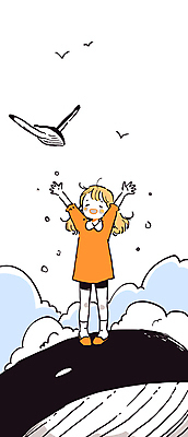 전신 구름 여자 어린이 파도 일러스트 팔벌리기 바람 한명 서기 소녀 평화 기쁨 만세 꿈 자유 고래 소녀한명만 국내일러스트 AI파일 자연요소 1 감정 바다 컨셉 포유류 모션 날씨 사람 수중동물 여자한명만 소녀만 파일형식 벡터