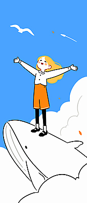 전신 구름 여자 어린이 파도 일러스트 팔벌리기 바람 한명 서기 소녀 평화 기쁨 만세 꿈 자유 고래 소녀한명만 국내일러스트 AI파일 자연요소 1 감정 바다 컨셉 포유류 모션 날씨 사람 수중동물 여자한명만 소녀만 파일형식 벡터