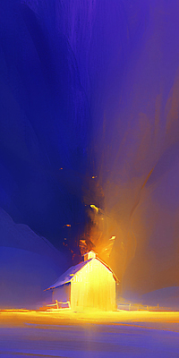 JPG 일러스트 추상 주택 사람없음 파란색 빛 노란색 어둠 고요 아크릴물감 몽환 국내일러스트 AI일러스트 AI콘텐츠 컬러 컨셉 무늬 건물 물감 파일형식