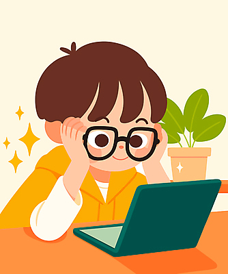 남자 화분 어린이 잎 일러스트 한명 소년 상반신 노트북 잡기 책상 소년한명만 안경낌 눈건강 국내일러스트 AI파일 식물 1 안경 가구 모션 건강 사람 전자제품 남자한명만 소년만 파일형식 벡터