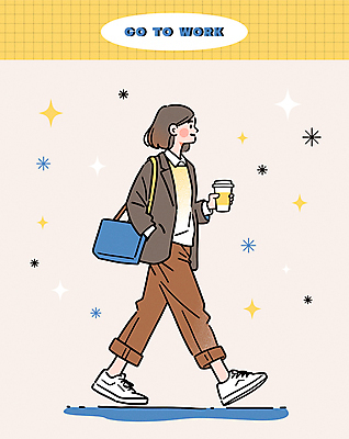 전신 라이프스타일 여자 커피 일러스트 비즈니스 한명 들기 성인 생활 옆모습 갈색 걷기 귀여움 직장인 비즈니스우먼 커피잔 출근 테이크아웃 감성 성인여자한명만 2025년 트렌드컬러 국내일러스트 모카무스 AI파일 직업 1 음료 뷰포인트 컬러 컨셉 모션 잔 사람 연도 출퇴근 여자한명만 성인여자만 파일형식 벡터