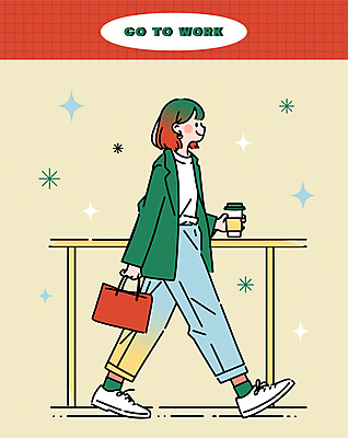 전신 라이프스타일 여자 커피 일러스트 비즈니스 한명 들기 성인 생활 옆모습 빨간색 걷기 귀여움 직장인 비즈니스우먼 커피잔 출근 테이크아웃 감성 성인여자한명만 국내일러스트 AI파일 직업 1 음료 뷰포인트 컬러 컨셉 모션 잔 사람 출퇴근 여자한명만 성인여자만 파일형식 벡터