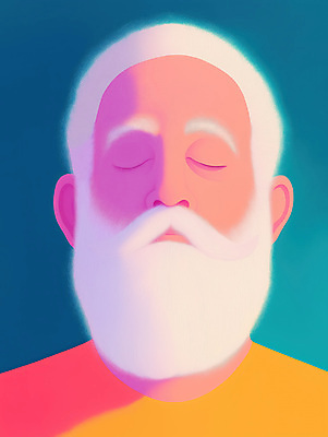 JPG 편집이미지 할아버지 노년 남자 얼굴 휴식 수염 따뜻함 한명 사람 빛 컬러풀 평화 눈감음 편안함 명상 초상화 노인남자한명만 편집실사 1 컬러 컨셉 모션 성인 신체부위 감각 CG 그림 남자한명만 노인남자만 파일형식