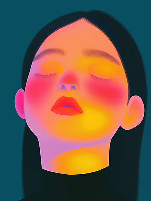 JPG 편집이미지 여자 얼굴 휴식 따뜻함 한명 사람 성인 빛 컬러풀 평화 눈감음 편안함 명상 초상화 성인여자한명만 편집실사 1 컬러 컨셉 모션 신체부위 감각 CG 그림 여자한명만 성인여자만 파일형식