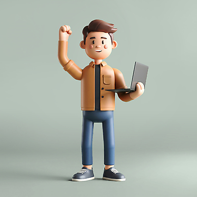전신 PSD 편집이미지 남자 갈색머리 3D캐릭터 한명 서기 들기 성인 노트북 3D 손들기 파이팅 청바지 활기 프로그래머 성인남자한명만 편집3D 직업 캐릭터 1 헤어스타일 컨셉 바지 모션 사람 전자제품 디지털합성 남자한명만 성인남자만 파일형식