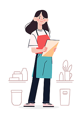 전신 여자 일러스트 친절 선반 한명 서기 미소 웃음 들기 성인 빨간색 쇼핑 판매 상품 서비스업 마트 캐셔 성인여자한명만 국내일러스트 AI파일 직업 1 산업 컬러 가구 모션 표정 사람 상점 여자한명만 성인여자만 파일형식 벡터