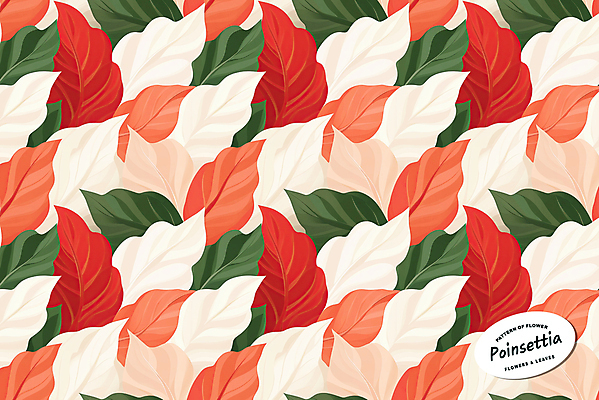 PSD 잎 크리스마스 꽃무늬 패턴 일러스트 사람없음 빨간색 초록색 포인세티아 국내일러스트 식물 기념일 꽃 컬러 무늬 파일형식
