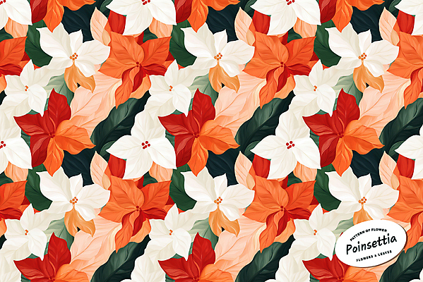 PSD 잎 크리스마스 꽃무늬 패턴 일러스트 사람없음 빨간색 초록색 포인세티아 국내일러스트 식물 기념일 꽃 컬러 무늬 파일형식