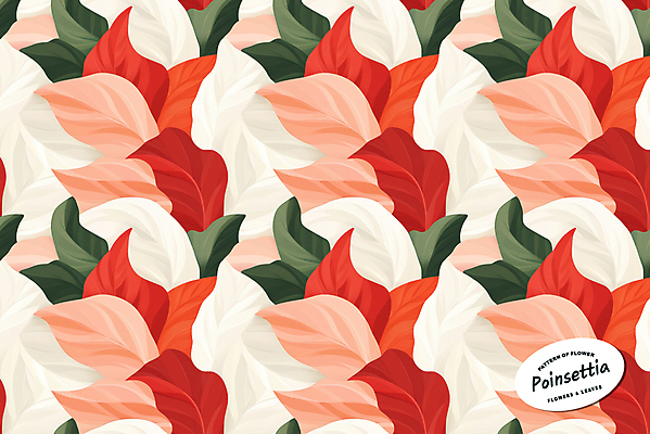 PSD 잎 크리스마스 꽃무늬 패턴 일러스트 사람없음 빨간색 초록색 포인세티아 국내일러스트 식물 기념일 꽃 컬러 무늬 파일형식