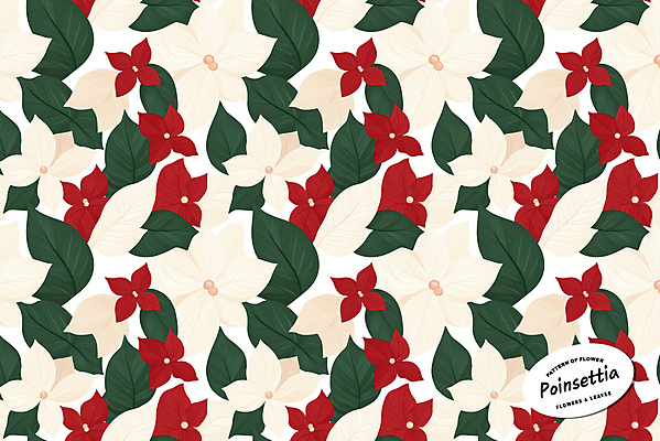 PSD 잎 크리스마스 꽃무늬 패턴 일러스트 사람없음 빨간색 초록색 포인세티아 국내일러스트 식물 기념일 꽃 컬러 무늬 파일형식