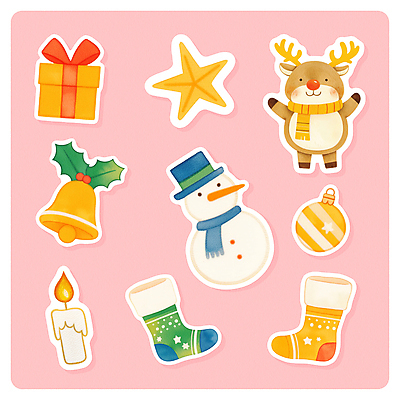 PSD 별 분홍색 스티커 크리스마스 겨울 일러스트 촛불 눈사람 수채화 사람없음 선물상자 세트 목도리 루돌프 종 오브젝트 크리스마스양말 포인세티아 산타양말 엘리먼트 홀리데이 오너먼트 국내일러스트 자연요소 잡화 계절 기념일 꽃 컬러 크리스마스장식 초 휴가 사슴 양말 선물 상자 파일형식