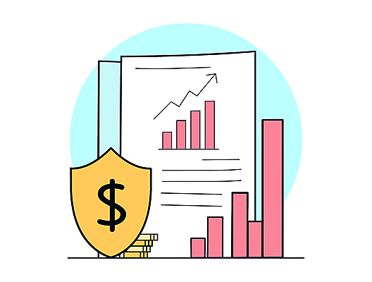 화살표 하늘색 돈 일러스트 비즈니스 그래프 사람없음 경제 동전 주식 문서 보안 투자 상승 수익 엘리먼트 재정 국내일러스트 AI파일 컨셉 안전 금융 파란색 재산 파일형식 벡터
