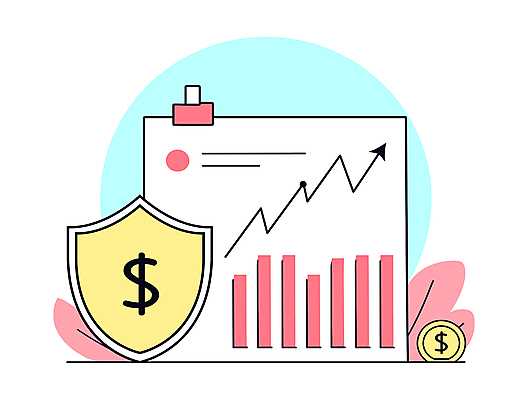 화살표 하늘색 돈 일러스트 비즈니스 그래프 사람없음 경제 동전 주식 문서 보안 투자 상승 수익 엘리먼트 재정 국내일러스트 AI파일 컨셉 안전 금융 파란색 재산 파일형식 벡터
