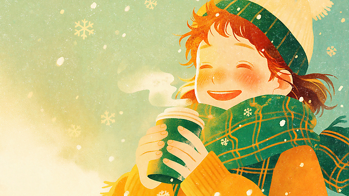 JPG 여자 행복 음료 어린이 겨울 일러스트 눈꽃 털모자 따뜻함 한명 미소 웃음 소녀 상반신 컵 초록색 목도리 눈 수증기 소녀한명만 국내일러스트 AI일러스트 AI콘텐츠 자연요소 모자_잡화 1 식기 잡화 계절 감정 컬러 날씨 눈_날씨 표정 사람 여자한명만 소녀만 파일형식