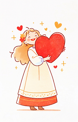 JPG 전신 여자 행복 어린이 일러스트 사랑 한명 미소 들기 소녀 빨간색 귀여움 기쁨 하트 소녀한명만 국내일러스트 AI일러스트 AI콘텐츠 모양 1 감정 컬러 컨셉 모션 표정 사람 여자한명만 소녀만 파일형식