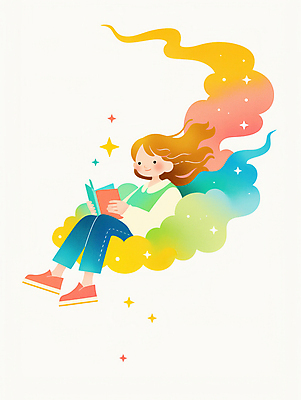 JPG 전신 구름 여자 별 어린이 일러스트 상상 밤하늘 수채화 한명 앉기 소녀 책 반짝임 판타지 독서 꿈 창의성 소녀한명만 국내일러스트 독파민 AI일러스트 AI콘텐츠 자연요소 1 모션 하늘 사람 야간 신조어 여자한명만 소녀만 파일형식