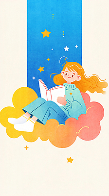 JPG 전신 구름 여자 별 어린이 일러스트 상상 밤하늘 수채화 한명 앉기 소녀 책 반짝임 판타지 독서 꿈 창의성 소녀한명만 국내일러스트 독파민 AI일러스트 AI콘텐츠 자연요소 1 모션 하늘 사람 야간 신조어 여자한명만 소녀만 파일형식