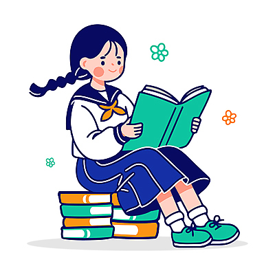 전신 캐릭터 학생 여자 교육 교복 어린이 일러스트 한명 앉기 소녀 취미 책 연두색 독서 귀여움 교양 읽기 즐거움 소녀한명만 일러캐릭터 독파민 AI파일 1 옷 감정 컨셉 모션 사람 초록색 신조어 여자한명만 소녀만 파일형식 벡터