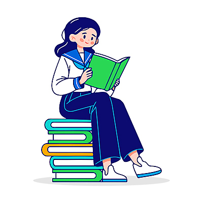 전신 캐릭터 학생 여자 교육 교복 일러스트 청소년 한명 앉기 취미 책 연두색 독서 귀여움 교양 읽기 즐거움 십대여자한명만 일러캐릭터 독파민 AI파일 1 옷 감정 컨셉 모션 사람 초록색 신조어 여자한명만 십대여자만 파일형식 벡터