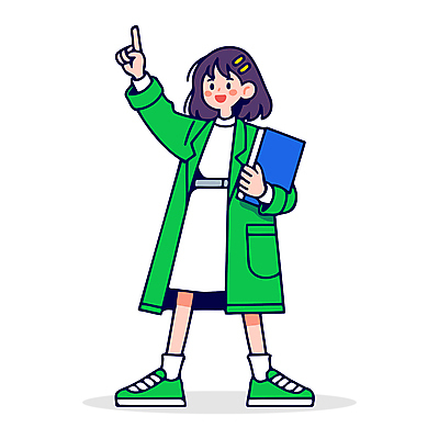 전신 캐릭터 학생 여자 교육 어린이 일러스트 한명 들기 소녀 취미 책 연두색 독서 귀여움 교양 가리킴 읽기 즐거움 소녀한명만 일러캐릭터 독파민 AI파일 1 감정 컨셉 모션 사람 손짓 초록색 신조어 여자한명만 소녀만 파일형식 벡터