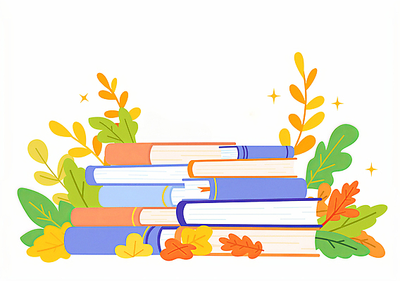 JPG 일러스트 나뭇잎 사람없음 책 독서 쌓기 가을 풀 감성 북마크 책더미 국내일러스트 AI일러스트 AI콘텐츠 식물 계절 컨셉 잎 모션 무더기 파일형식