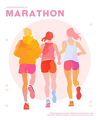 전신 PSD 여자 남자 분홍색 일러스트 협력 수채화 성인 세명 달리기 운동 마라톤 러닝 성인만 국내일러스트 컬러 모션 건강 사람 경기 육상스포츠 파일형식