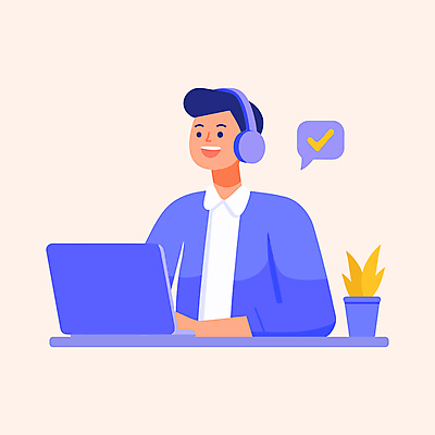 남자 화분 말풍선 일러스트 비즈니스 친절 한명 미소 상반신 성인 노트북 보라색 헤드셋 직장인 상담원 체크표시 서비스 상담 텔레마케팅 통화 성인남자한명만 국내일러스트 AI파일 직업 1 컬러 음향기기 모션 표정 사람 전자제품 헤드폰 사무원 서비스업 확인 남자한명만 성인남자만 파일형식 벡터