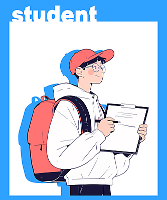 모자 학생 남자 안경 남학생 대학생 일러스트 한명 미소 들기 상반신 청년 성인 파란색 문서 백팩 후드티셔츠 서류판 청년남자한명만 성인남자한명만 일러캐릭터 AI파일 캐릭터 1 잡화 컬러 티셔츠 가방 모션 표정 사람 사무용품 남자한명만 성인남자만 청년남자만 파일형식 벡터