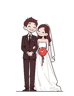 전신 여자 남자 행복 신부 부케 웨딩드레스 신랑 결혼 일러스트 결혼식 면사포 사랑 미소 들기 턱시도 성인 두명 팔짱 신랑신부 성인만 일러캐릭터 AI파일 캐릭터 드레스 감정 신부_웨딩 꽃다발 모션 표정 사람 정장 이벤트 결혼소품 파일형식 벡터