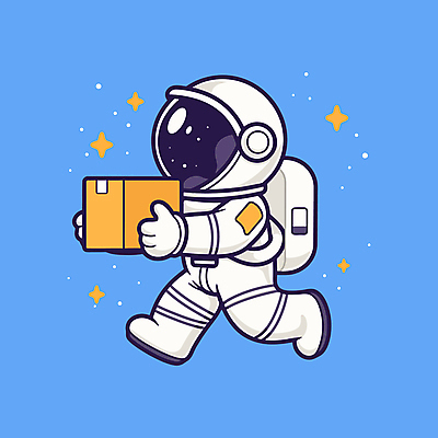전신 별 일러스트 한명 들기 성인 파란색 반짝임 상자 걷기 우주 귀여움 우주비행사 택배 우주복 택배상자 성인한명만 일러캐릭터 AI파일 자연요소 캐릭터 1 옷 컬러 컨셉 모션 사람 운송업 성인만 파일형식 벡터