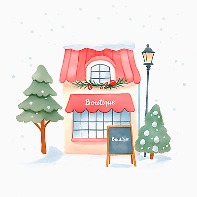 JPG 나무 겨울 가로등 일러스트 따뜻함 사람없음 건물 상점 눈 편안함 부티크 입간판 눈내림 국내일러스트 AI일러스트 AI콘텐츠 자연요소 식물 건축물 계절 공공시설 날씨 간판 눈_날씨 감각 파일형식