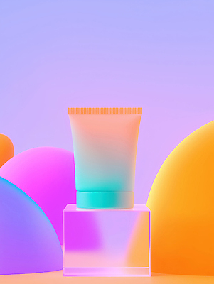 JPG 편집이미지 추상 사람없음 컬러풀 뷰티 화장품 크림 로션 스킨케어 그라데이션 산뜻 튜브용기 편집실사 AI컴퓨터그래픽 AI콘텐츠 컬러 컨셉 무늬 용기_그릇 CG 파일형식